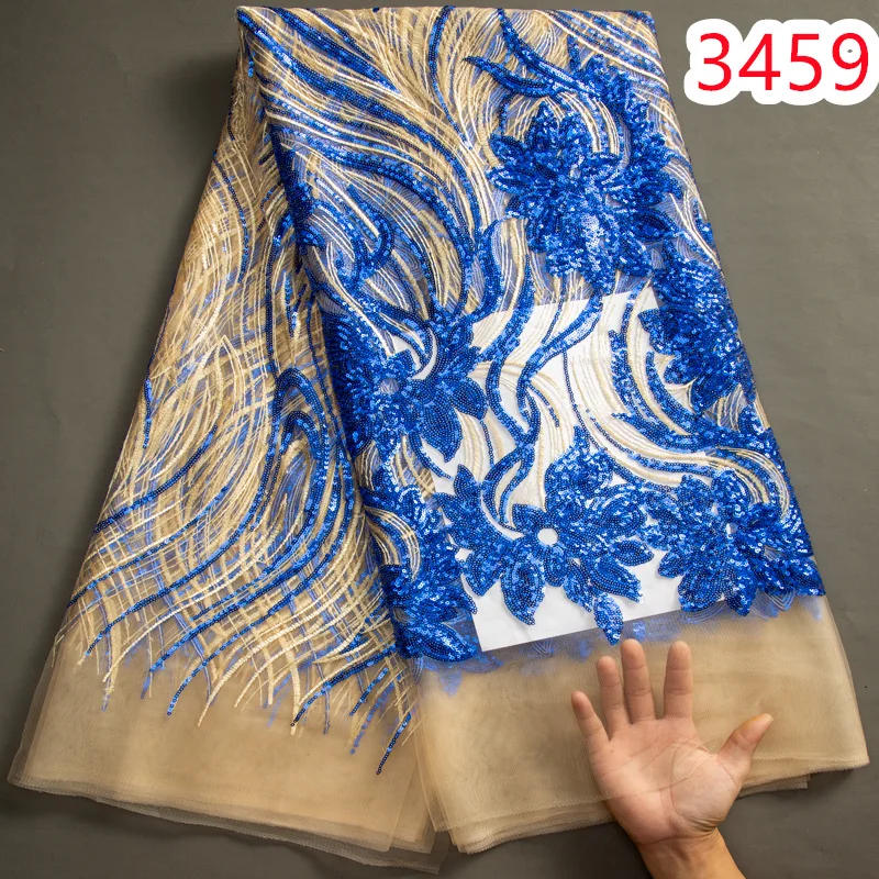 African Mesh Tulle Lace Fabric 2023 High Quality Luxurious Wedding Party Dress for Women French Sequined Net Lace Fabric 3459
