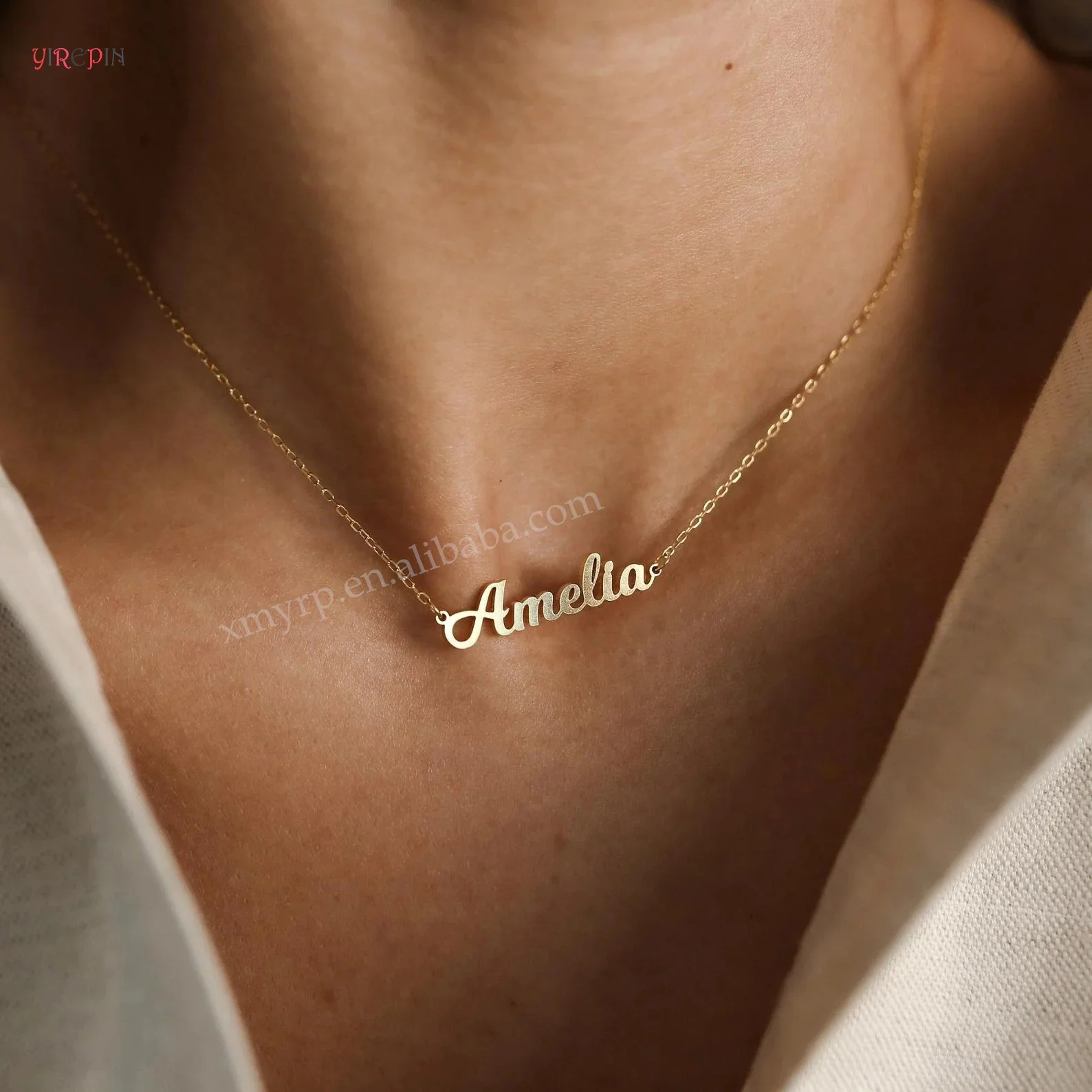 Hot Fashion Custom Unisexial English Name Necklace Female Simple Design Stainless Steel Pendant Necklace With Name For Women