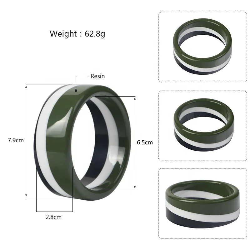 Customized Autumn Winter Three Tone Colour Stripe Plastic Craft Minimalist Resin Bangle Bracelets Jewelry