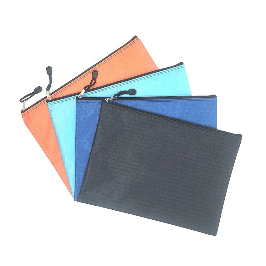 Рекламная цветная водонепроницаемая сумка A4 для хранения информации из переработанного материала, Полиэстеровая сумка на молнии для канцелярских принадлежностей