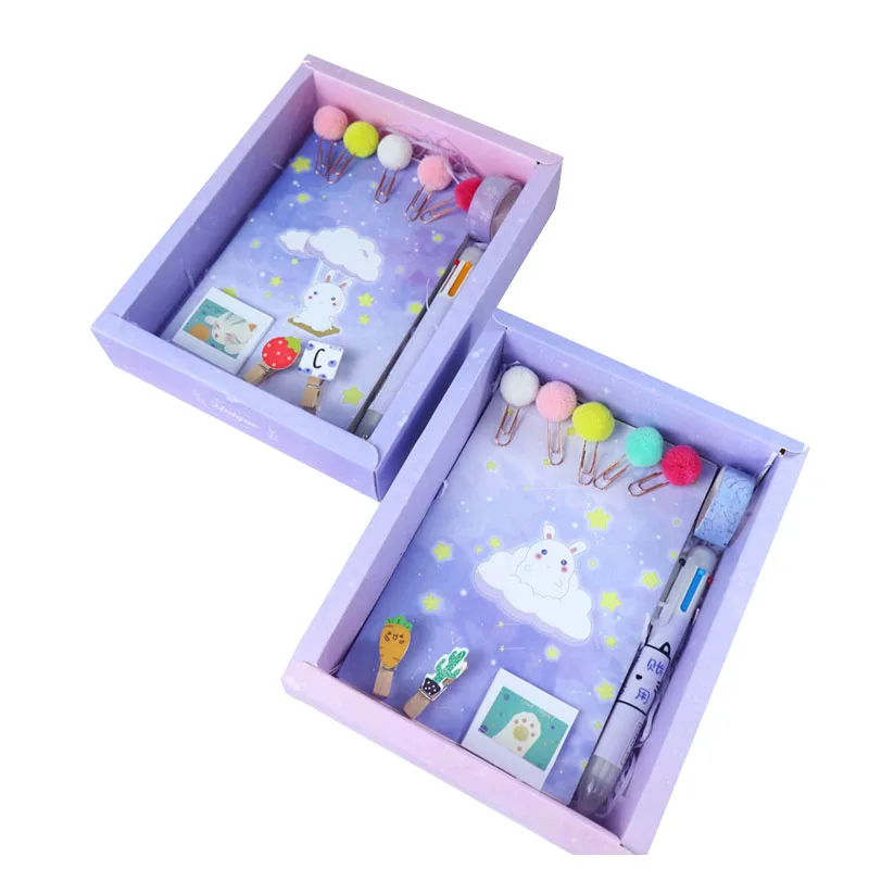 wholesale Manufacturing Pen Tape Product Cute Unicorn Pink Stationery Gift Box Package Set Notebook