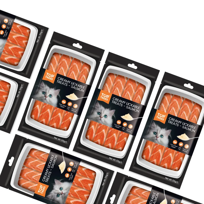 Natural Toptrees pet food pet snack creamy lickable  treats salmon flavor  tasty meal topper