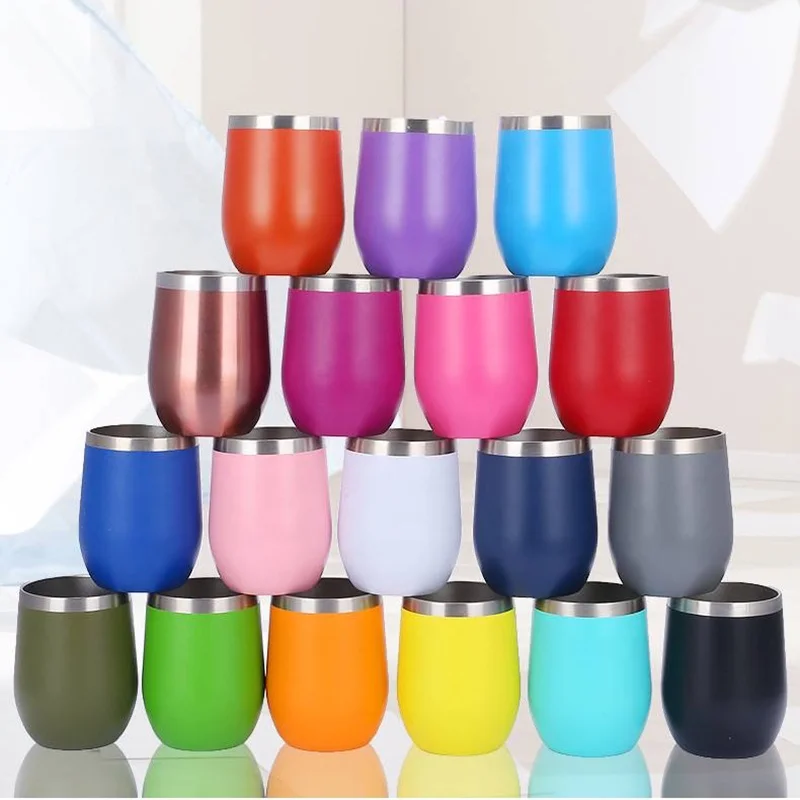 FANGYUAN 12oz custom logo egg shape beer wine with straw vacuum stainless steel sublimation coffe mug tumblers wholesale bulk