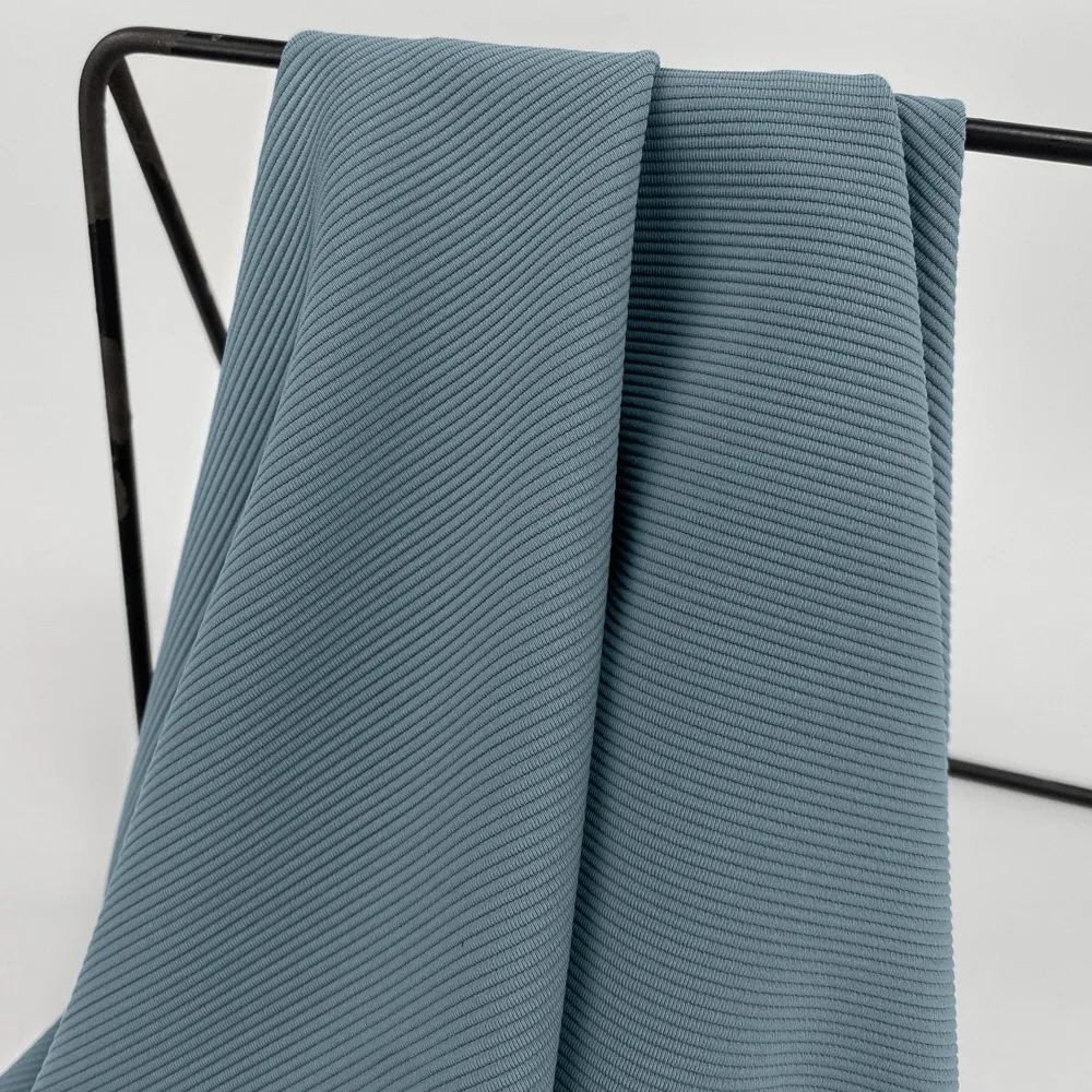 Manufacture High Stretch 75% Nylon 25% Spandex 250g Thin Stripe Ribbed Knitted Fabric For Sportswear Yoga Legging