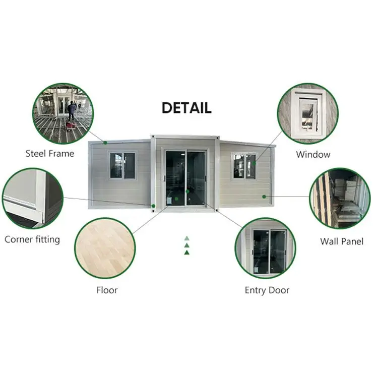 China Galvanized Steel Frame Expandable Container House Prefab 2 Bedroom Modular Luxury Expandable Container House