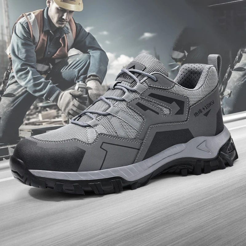 JINGTU Insulated 10KV anti-puncture Ultra light safety shoes with rubber and plastic sole for men