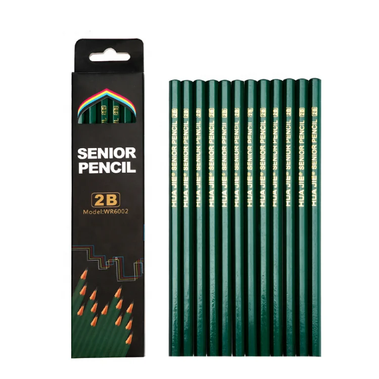 Custom logo 2B  12pcs box bulk student school exam pencil