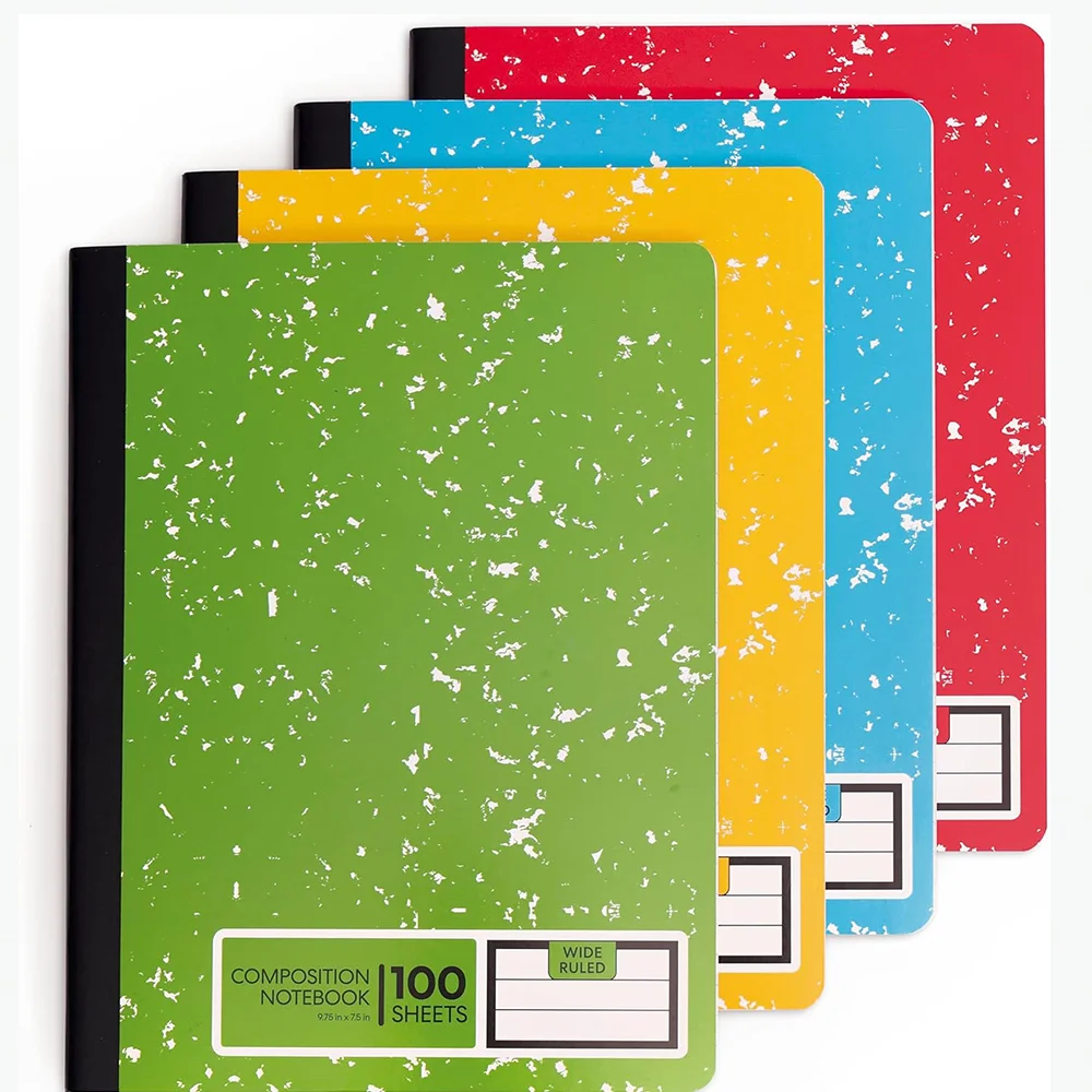 Wholesale custom printing Composition Notebook 9.75 x 7.5IN Wide Ruled Marble Composition journals for kids school