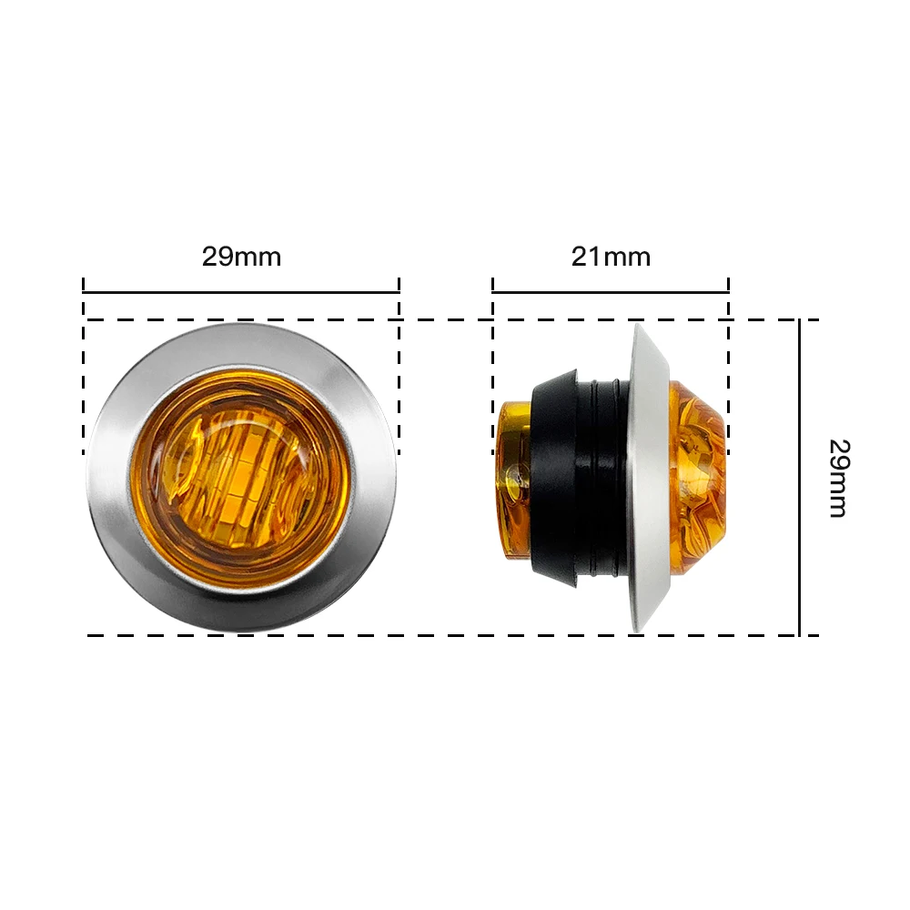 LED Indicators 12V 24V Round Trailer Side Marker Light Yellow White Red Turn Signal Lamp For Trucks Clearance Lights