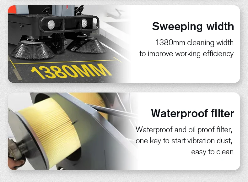 Industrial Automatic Vacuum Floor Sweeper Machine Ride On Electric Street Road Sweeper