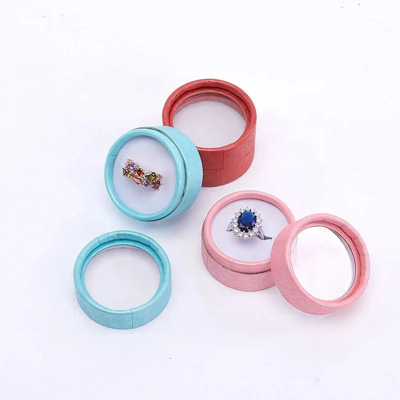 High Quality Round Custom Color Special Paper Ring Box With Ribbon