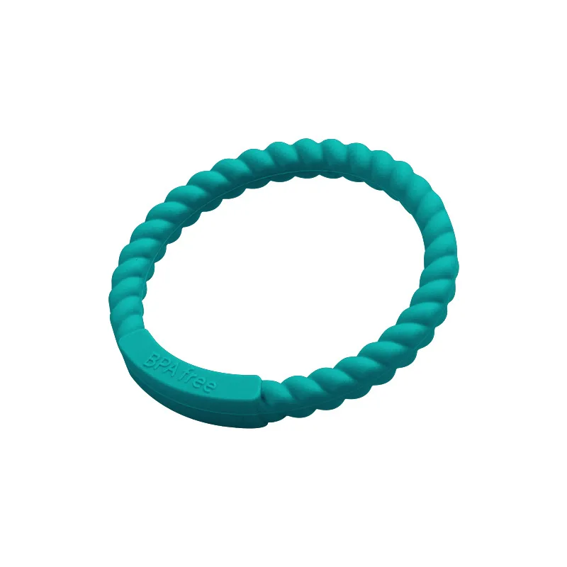 Colorful BPA Free Silicone Boiled In Water Safe Baby Biting Glue Chewing Grinding Stick Dental Gum Bracelet Toy