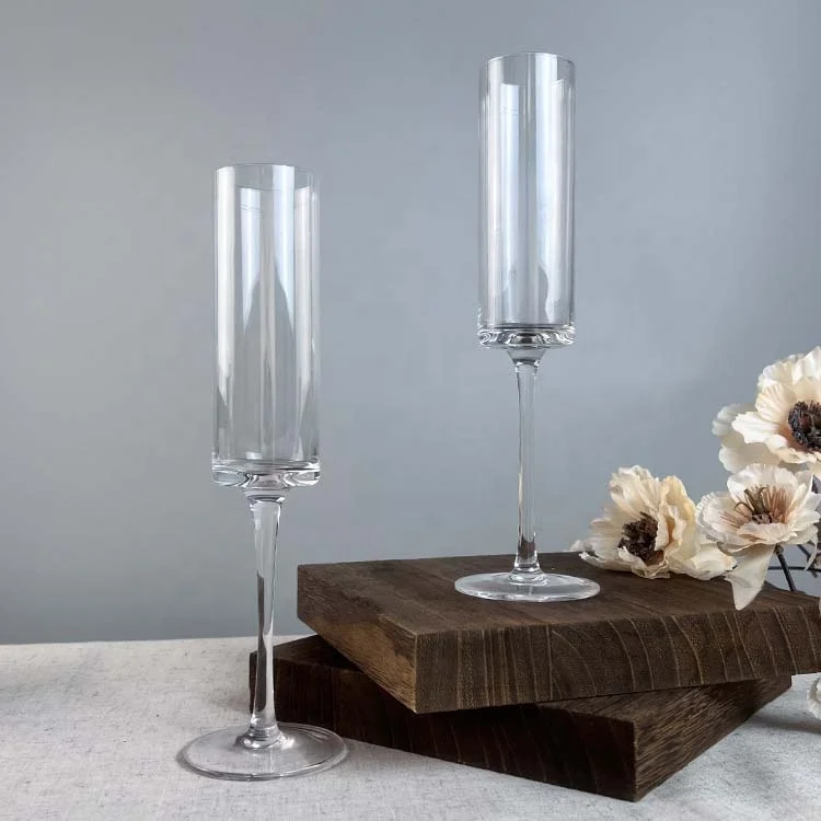 6oz Clear square glass drinkware champagne glasses flutes elegant champagne flutes