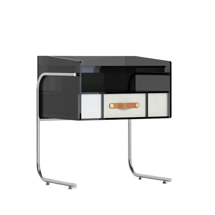 luxury furniture black  Acrylic nightstands bedroom furniture