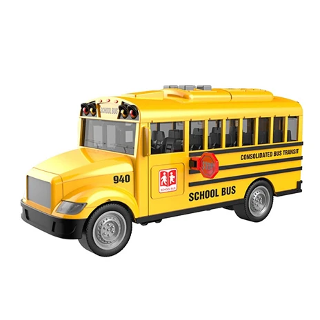 Children Puzzle Funny Play 1 20 Scale Inertia Friction Car Simulation School Bus Toy With Door Opening And Light Sound For Kids