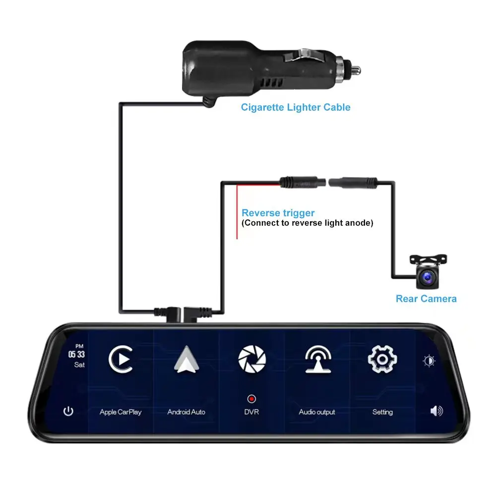 Full Hd Drive Recorder Stream Dash Camera RearView Mirror DVR with carplay android auto mirror link