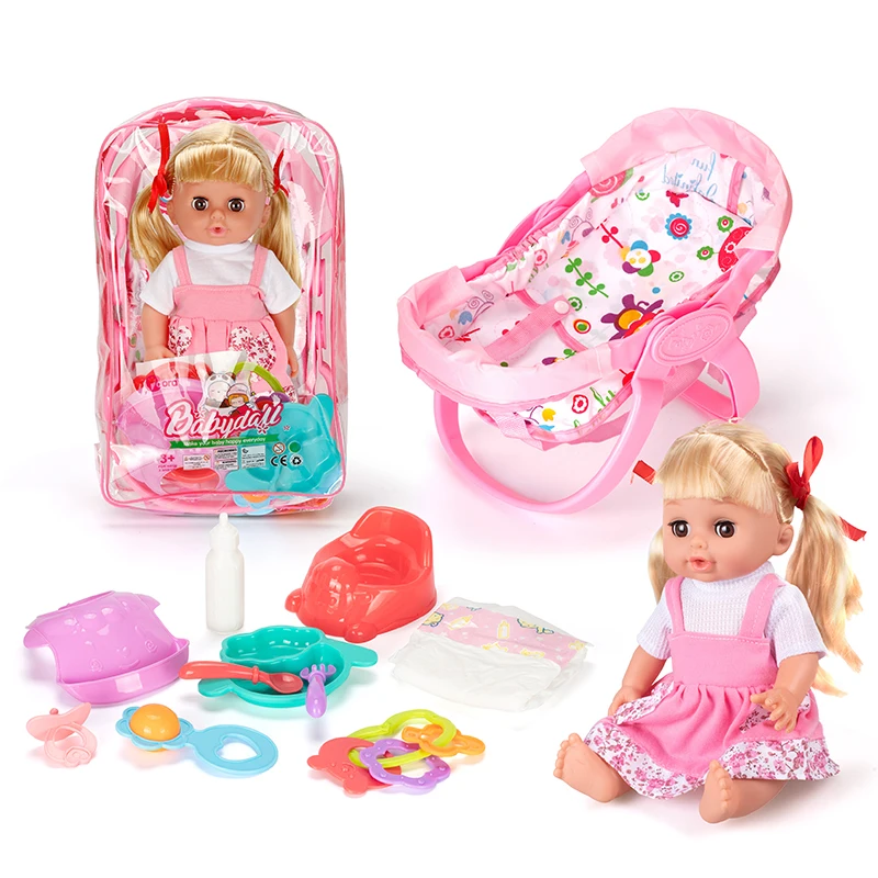 14 Inch 12 Sounds Drinking Water Pee Silicone Reborn Baby Doll for Sale Pretend Play Dolls Accessories Sets for Kids Girls