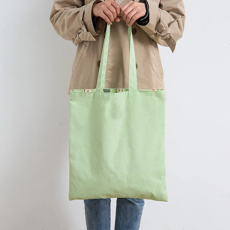 Wholesale customizable size solid color reversible cotton canvas tote bag 2023