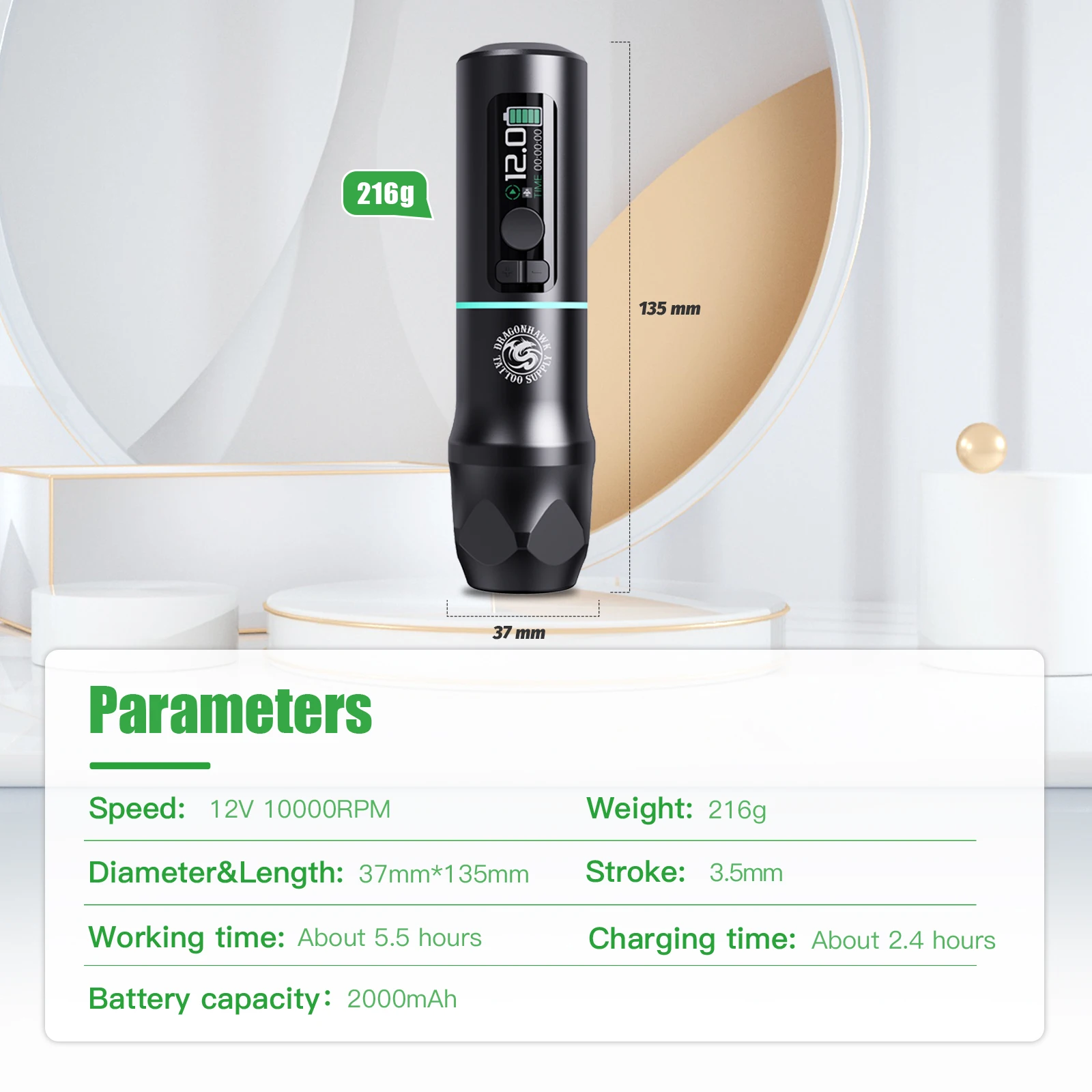 Dragonhawk Bluetooth Wireless Tattoo Machine Tattoo Battery Pen