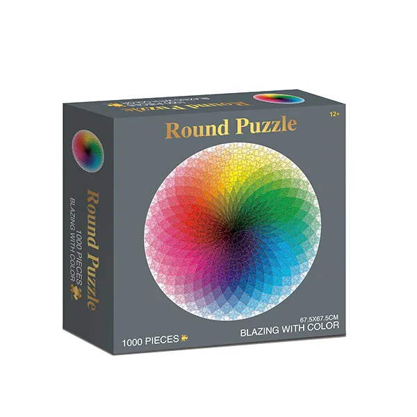 1000pcs paper puzzle round puzzle blazing with color educational toy