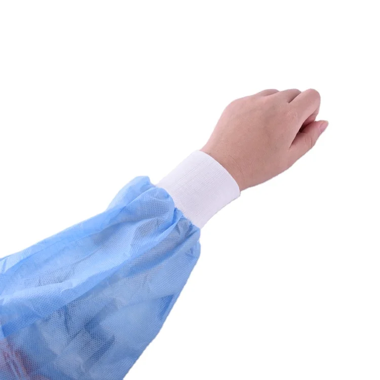 Wholesales Disposable Gown rib Cuffs Elastic Isolation Gowns Polyester white flat cuffs rib knitted cuffs