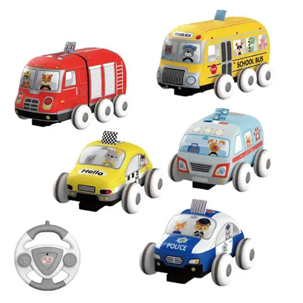 Steering Wheel Infrared Remote Control 2 Channel Washable Sponge Plush Soft Cartoon RC Mini Car Toy With Music