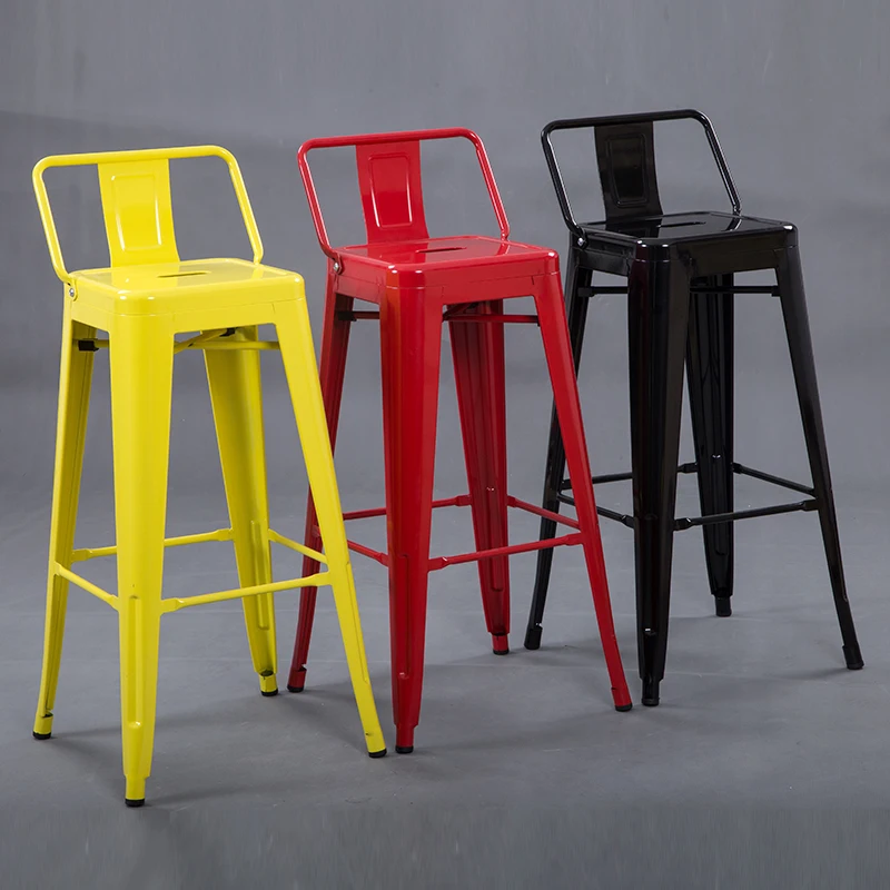 
2020 new products Bar Stool Colourful Stackable Stools Industrial metal tolix bar chair with back 