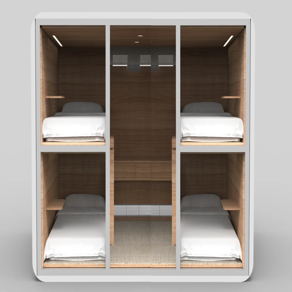 WIMI Wooden Soundproof Sleeping Bed Capsule Sleeping Pod Hotel Capsule Bed Bedroom Set Hotel Box
