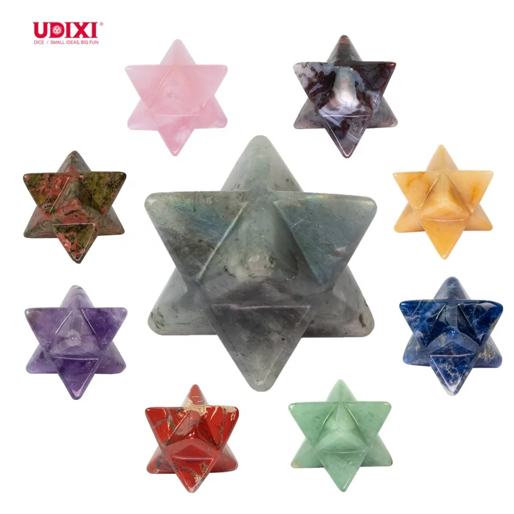 Udixi Merkaba Star crystal quartz Semi-Precious Gemstone Craft for Fengshui Faith Healing Treatment Stone Chariot