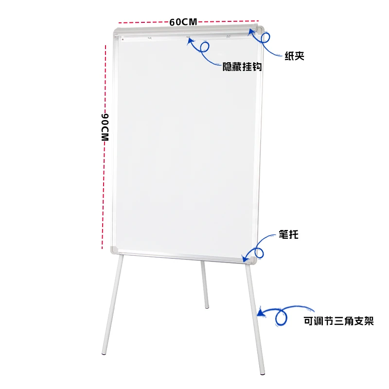 2024 New mobile flip chart magnetic art easel aluminum frame double sided dry erase whiteboard for office school