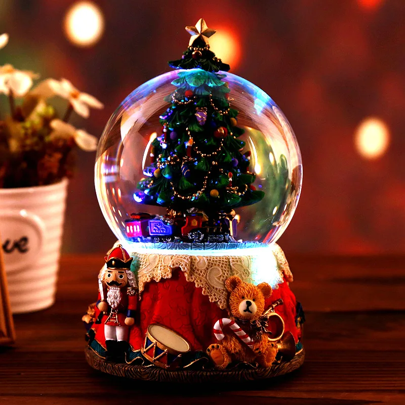 Festival Bear Christmas Snow Globe Glass Crystal Ball Music Box Party Home decoration accessories gift for Kid 2020