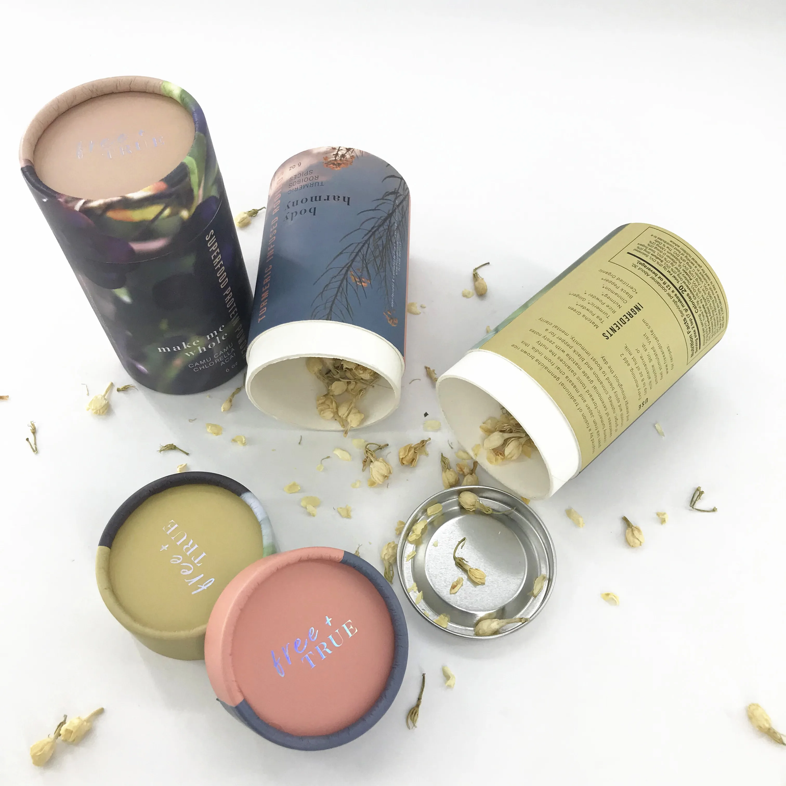 Biodegradable Food Grade Tea Protein Powder Coffee Beans Cylinder Packaging Custom Kraft Paper Tube Round Tube