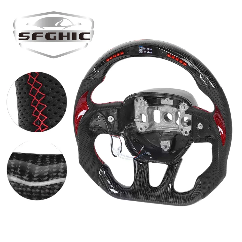 Factory Customized High Quality LED Carbon Fiber Racing Car Steering Wheels For Dodge Challenger Charger SRT HELLCAT 2015-2020