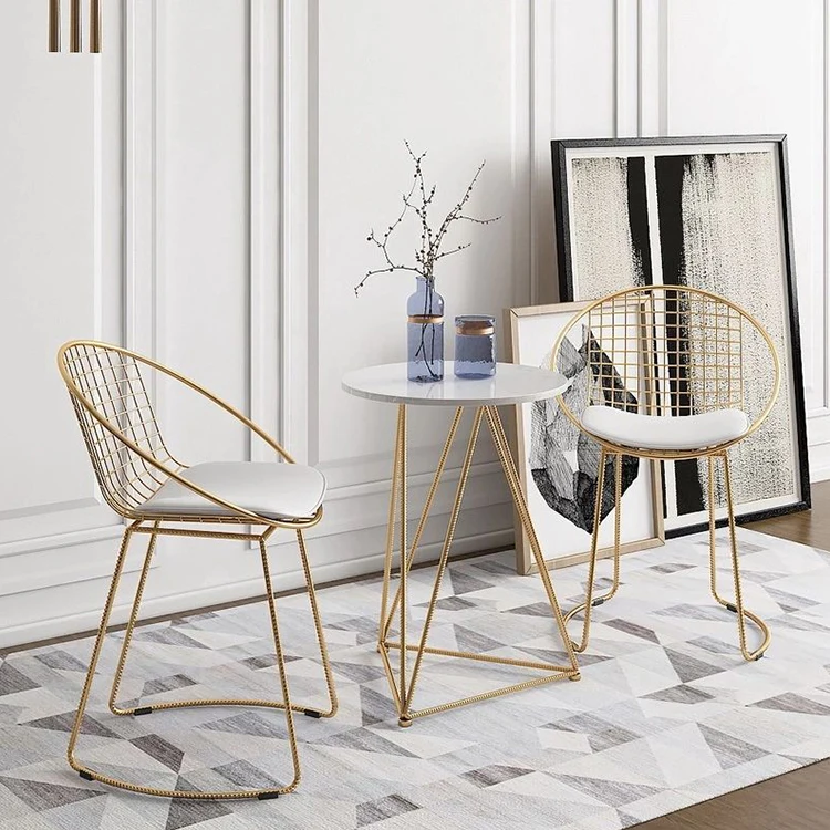 Bistro metal chair accent nordic wrought iron bar shop high table and chair