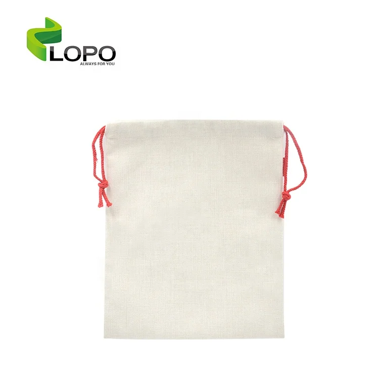 Eco-friendly!!!High Quality Bulk Sublimation Blanks Santa Gift Bags High Capacity Linen Christmas Drawstring Sack for Wholesale