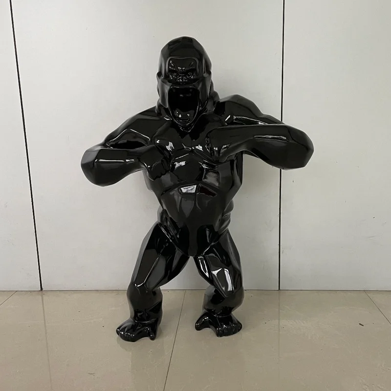 Фигурная гигантская статуя из стеклопластика с геометрическим рисунком Gorilla современное искусство размер на