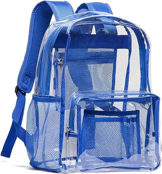 Clear Backpack Heavy Duty PVC Transparent Backpack with Reinforced Strap for College Workplace