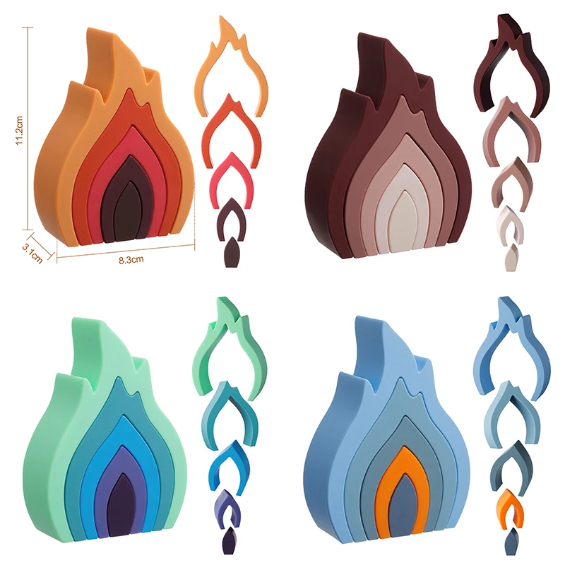 Новые силиконовые жевательные игрушки в форме огня без бисфенола А нетоксичные детские забавные строительные блоки для младенцев