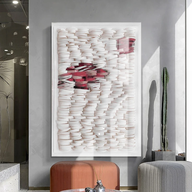 Living room sofa background hanging painting art light luxury decorative painting abstract paper art acrylic painting