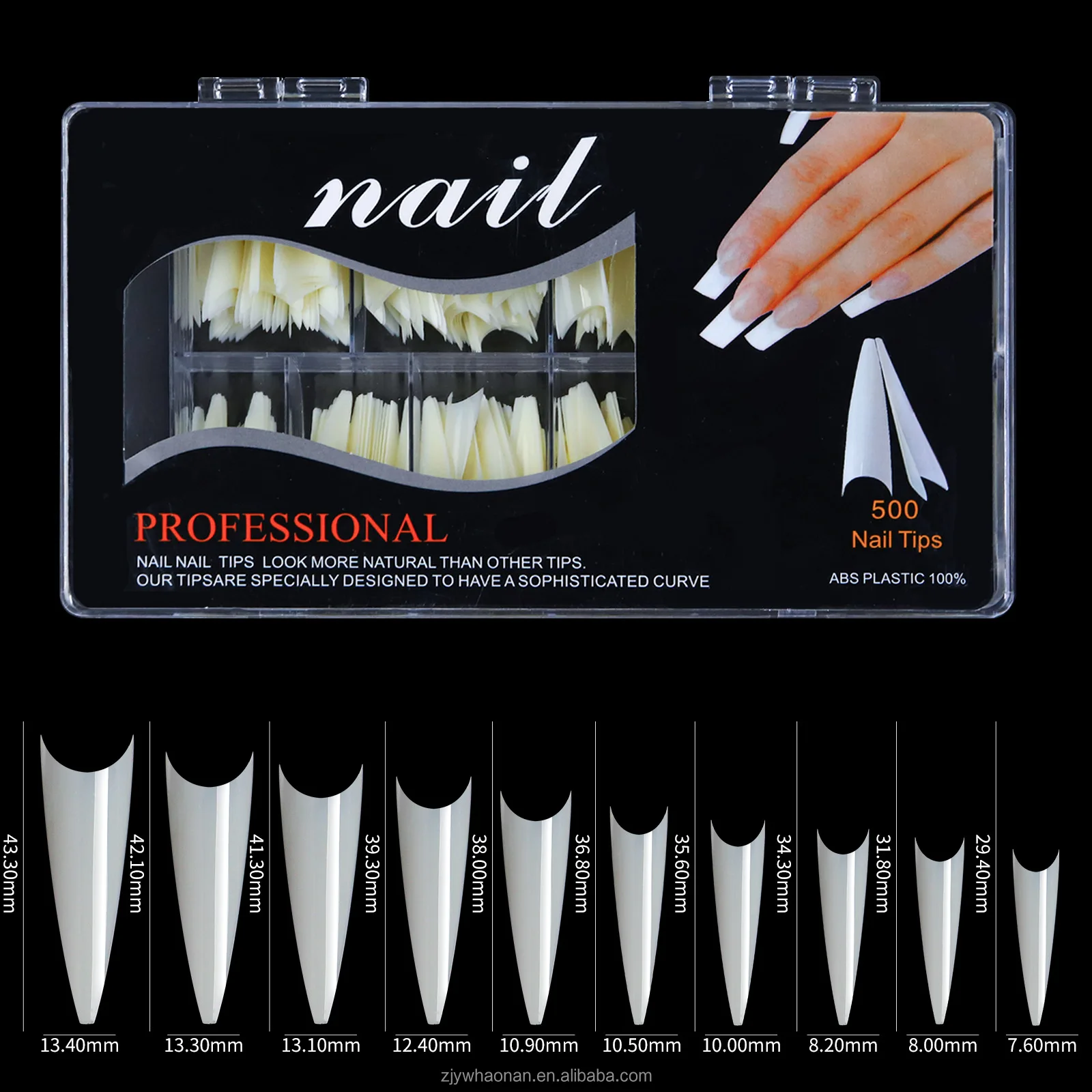 DIY Artificial nail tips false 500pcs bag french tip acrylic c curve clear false xxl coffin nail tips no c curve