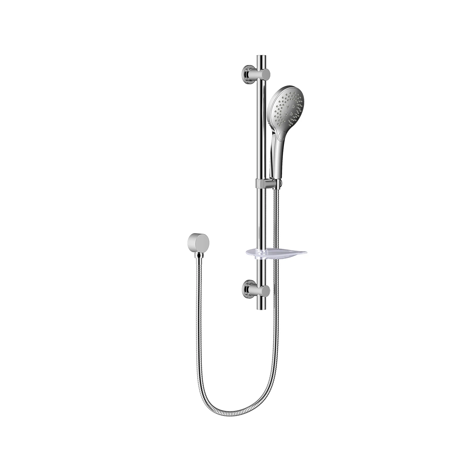 Chrome Wall-Mounted Adjustable Lift Rod With 3-Function Hand Shower Brass Hot And Cold Mixer Valve Body Bathroom Shower Set
