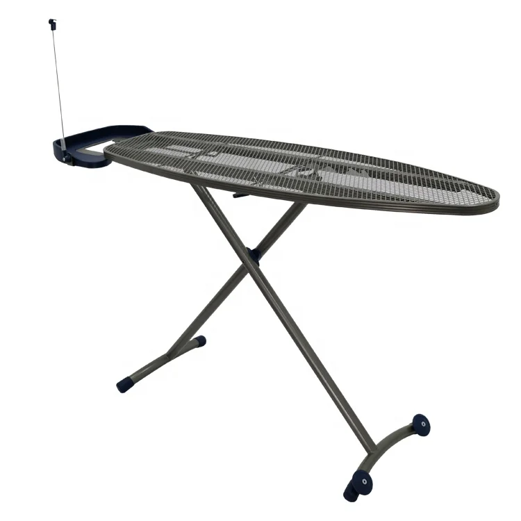 Adjustable and Foldable Wooden Top Ironing Board With Retractable Wire Iron Rest