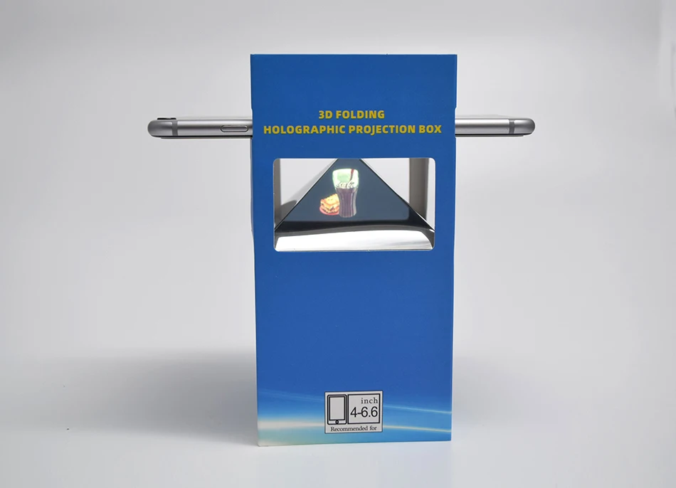Custom logo 3D Holographic Display Pyramid Stands Projector  smartphone size 3d Hologram for Corporate  gift Product Display