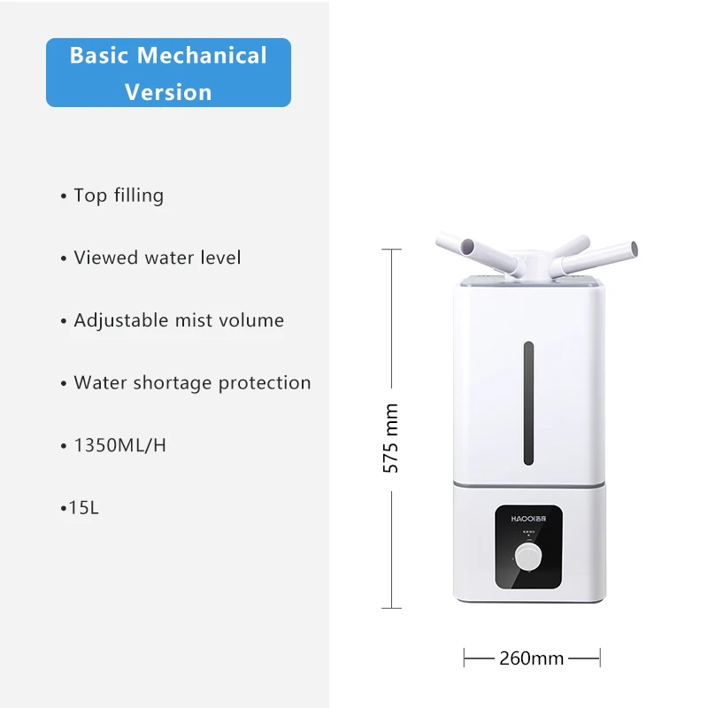 ultrasonic atomization industrial commercial Air Purifier Humidifier with 13L Large Water Capacity 3 pcs Atomizers Mist Maker