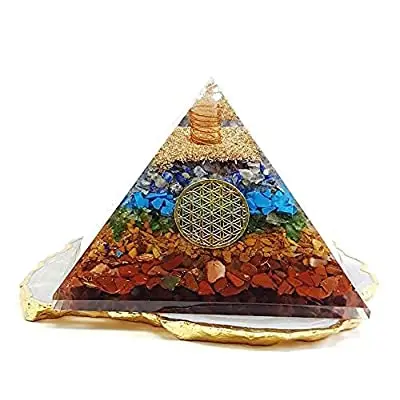 Wholesale 7 chakra Gemstone Orgone Pyramid Healing and Meditation Orgonite Chakra Gemstone Orgone Pyramid 7 Chakra Pyramid