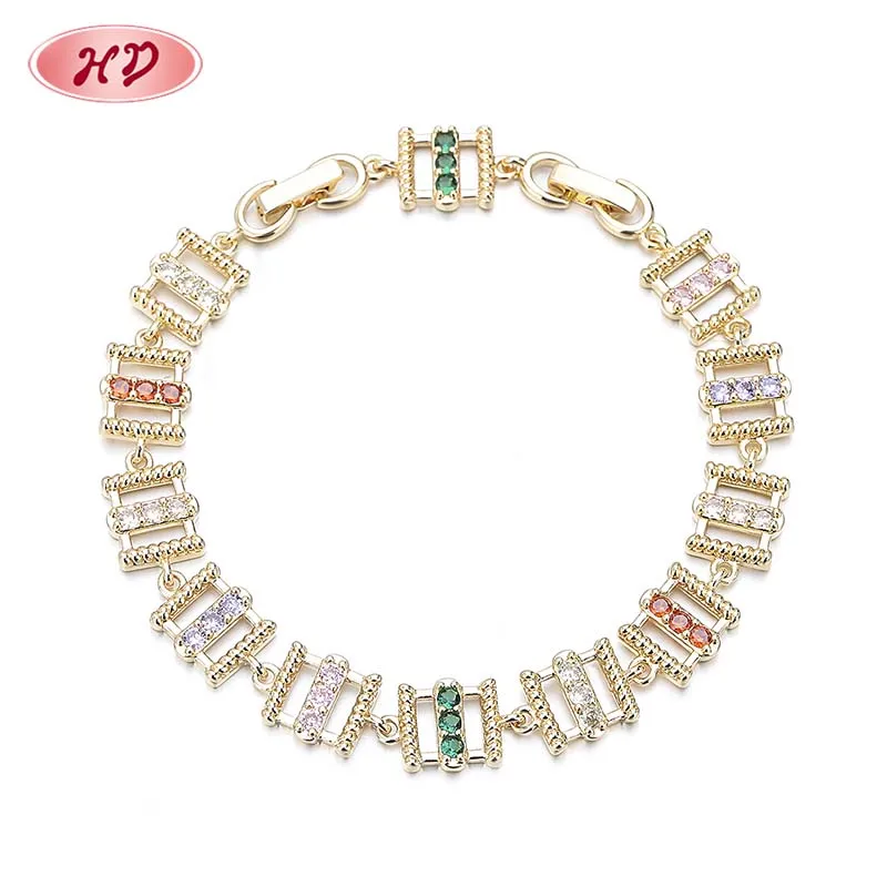 Hengdian Kaleidoscopic 18K Gold Plated Wholesale Color Zircon Fashion Jewelry Bracelets  Collection