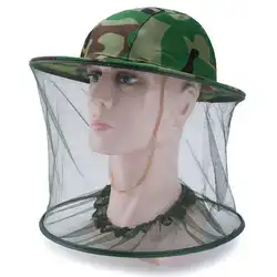 Camouflage Men Fishing Cap Wide Brim Visor Sunshade Hunting Bee Keeping Mesh Hat Insects Mosquito Prevention Neck Head Cover