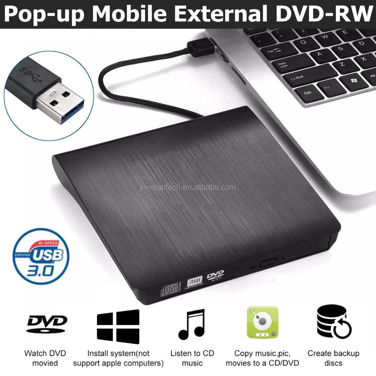 External DVD ROM Optical Drive USB 3.0 CD/DVD-RM CD-RW Player Burner Slim Portable Reader Recorder Portatil for iMac Laptop