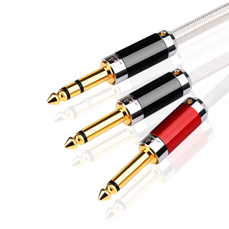 hi-end Mobile Phone Mixer Braided Cable  Hifi 3.5 To Dual 6.5 Audio Cable 1/2 Male To Male Mini 3.5 Jack 6.5 Av Audio Cable