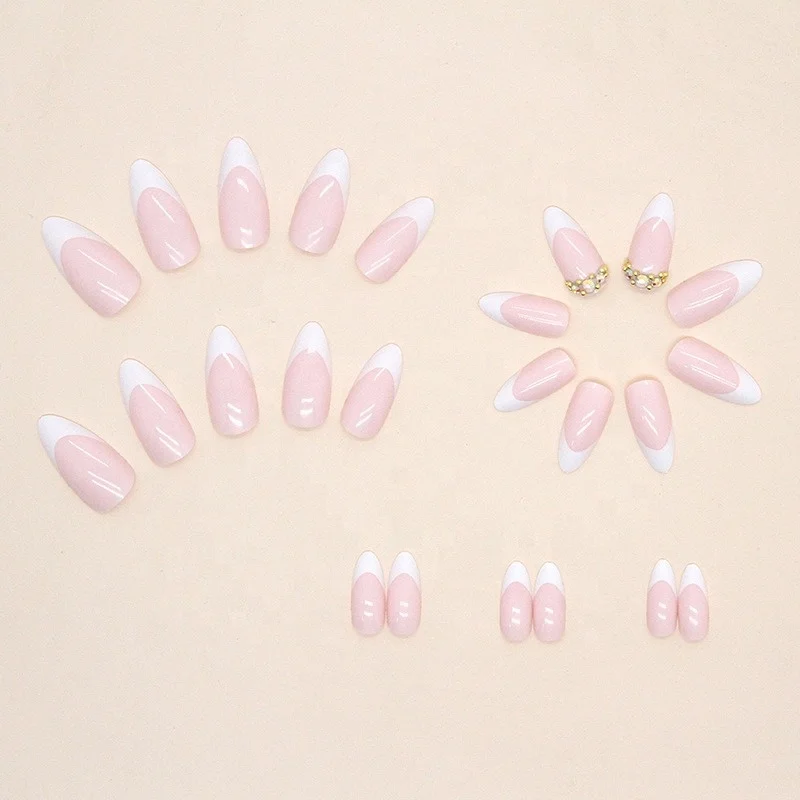 Popular Minimalist French Almond Shaped Enhancements Finished Girl Gentle Press On Nails